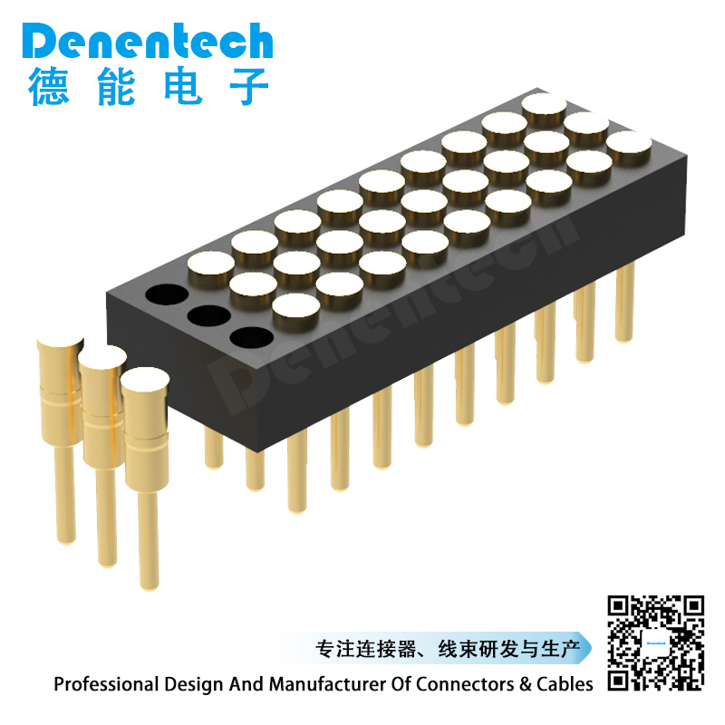 Denentech low price 1.27MM pogo pin H2.0MM triple row female straight pogo pin conector resorte